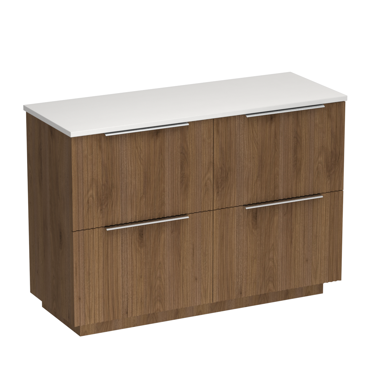 Forma Opaco 1200 4 Drawer Floor Vanity Left Basin White Carrara / Tahoe Walnut