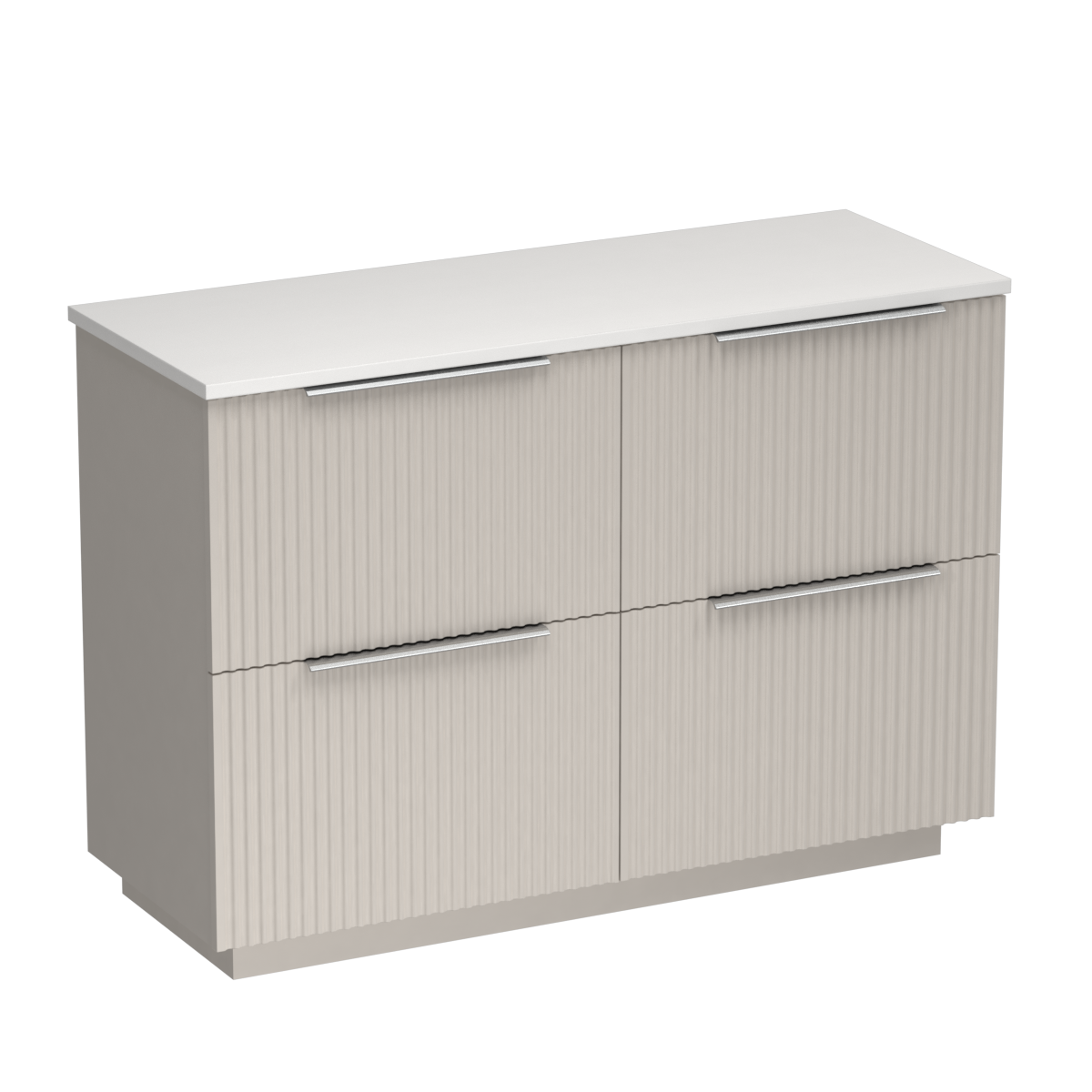 Forma Opaco 1200 4 Drawer Floor Vanity Left Basin White Carrara / Lana Grey