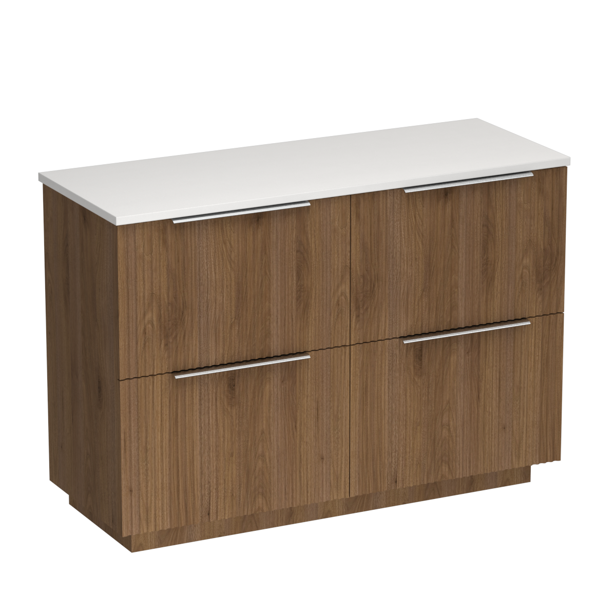 Forma Opaco 1200 4 Drawer Floor Vanity Double Basin White Carrara / Tahoe Walnut