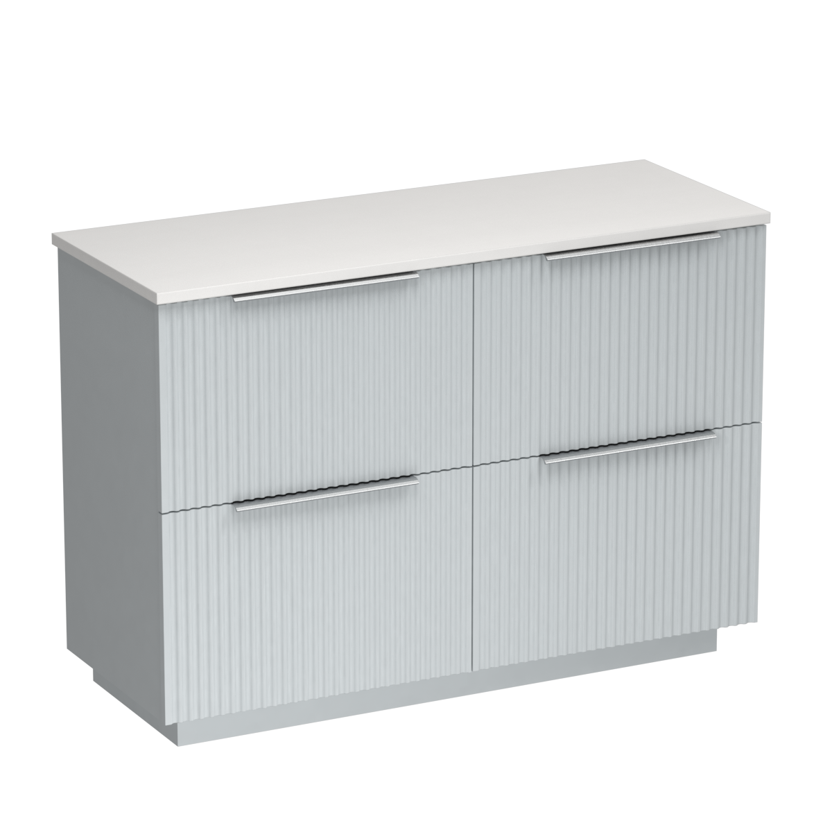 Forma Opaco 1200 4 Drawer Floor Vanity Right Basin Concrete Grey / Villa Blue