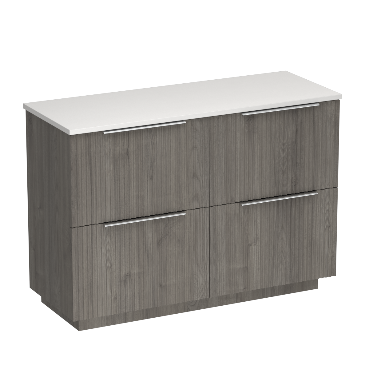 Forma Opaco 1200 4 Drawer Floor Vanity Right Basin White Carrara / Methven Oak