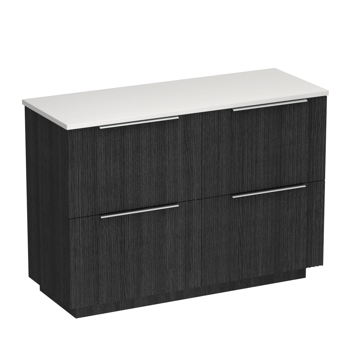 Forma Opaco 1200 4 Drawer Floor Vanity Centre Basin White Carrara / Black Bark