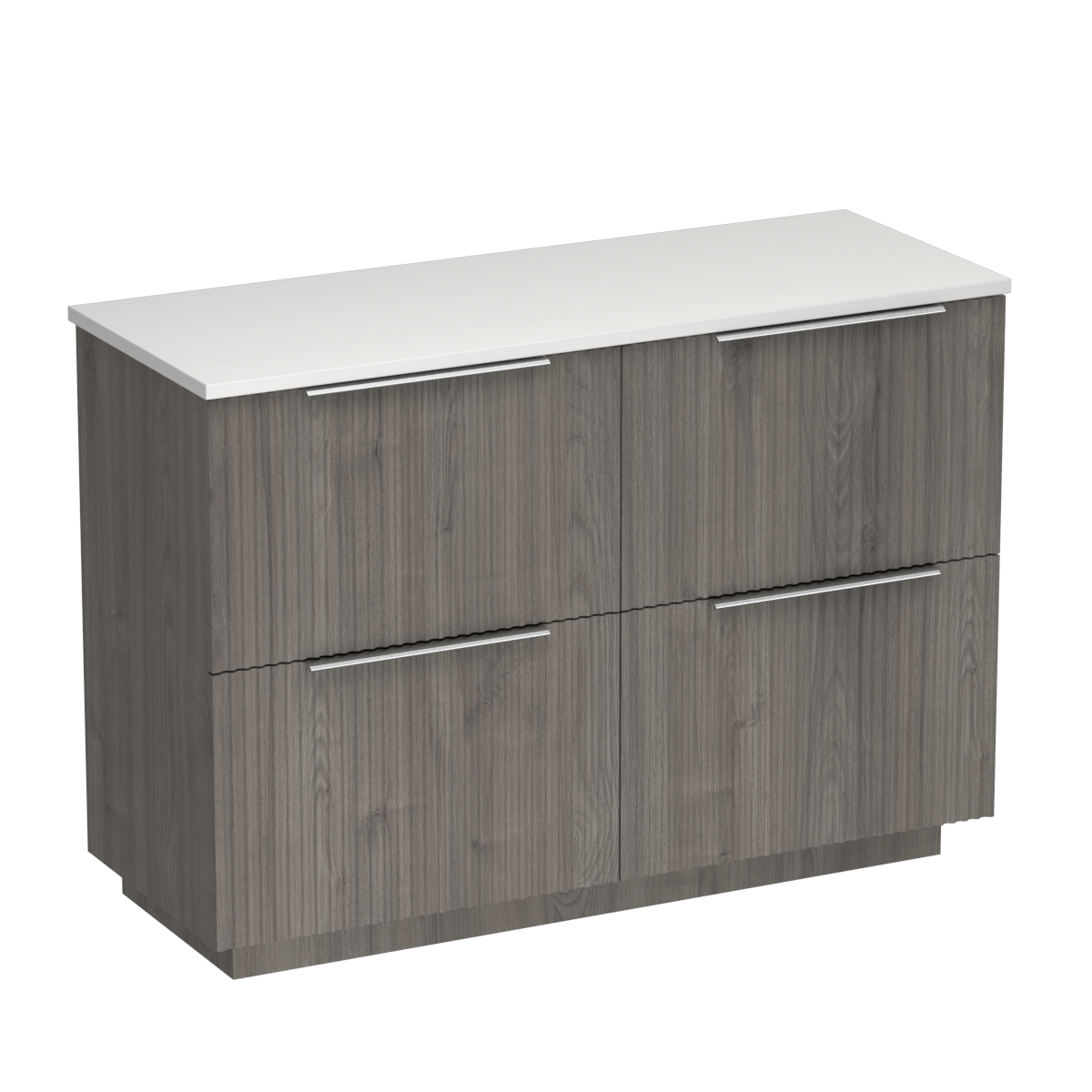 Forma Opaco 1200 4 Drawer Floor Vanity Left Basin Concrete Grey / Methven Oak