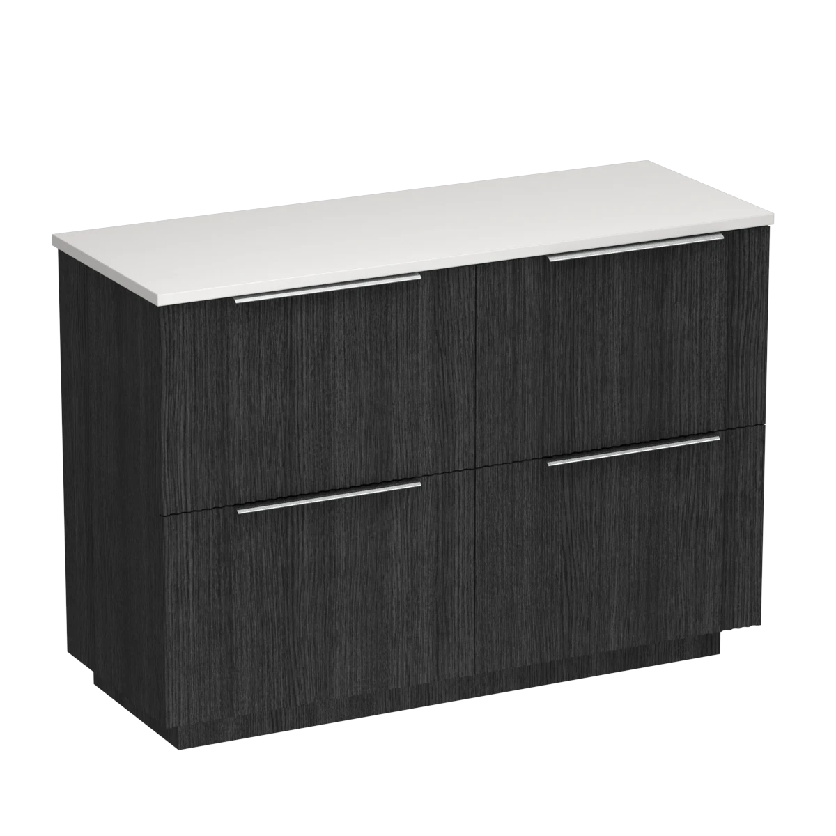 Forma Opaco 1200 4 Drawer Floor Vanity Right Basin White Carrara / Black Bark