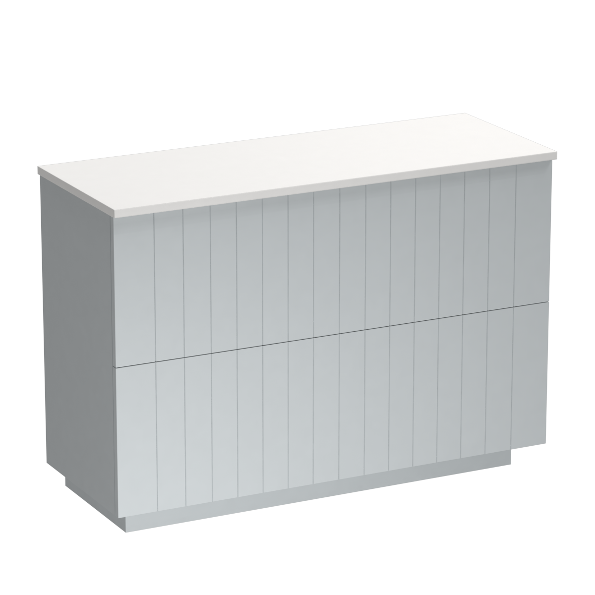 Linea Opaco 1200 2 Drawer Floor Vanity Right Basin Concrete Grey / Villa Blue