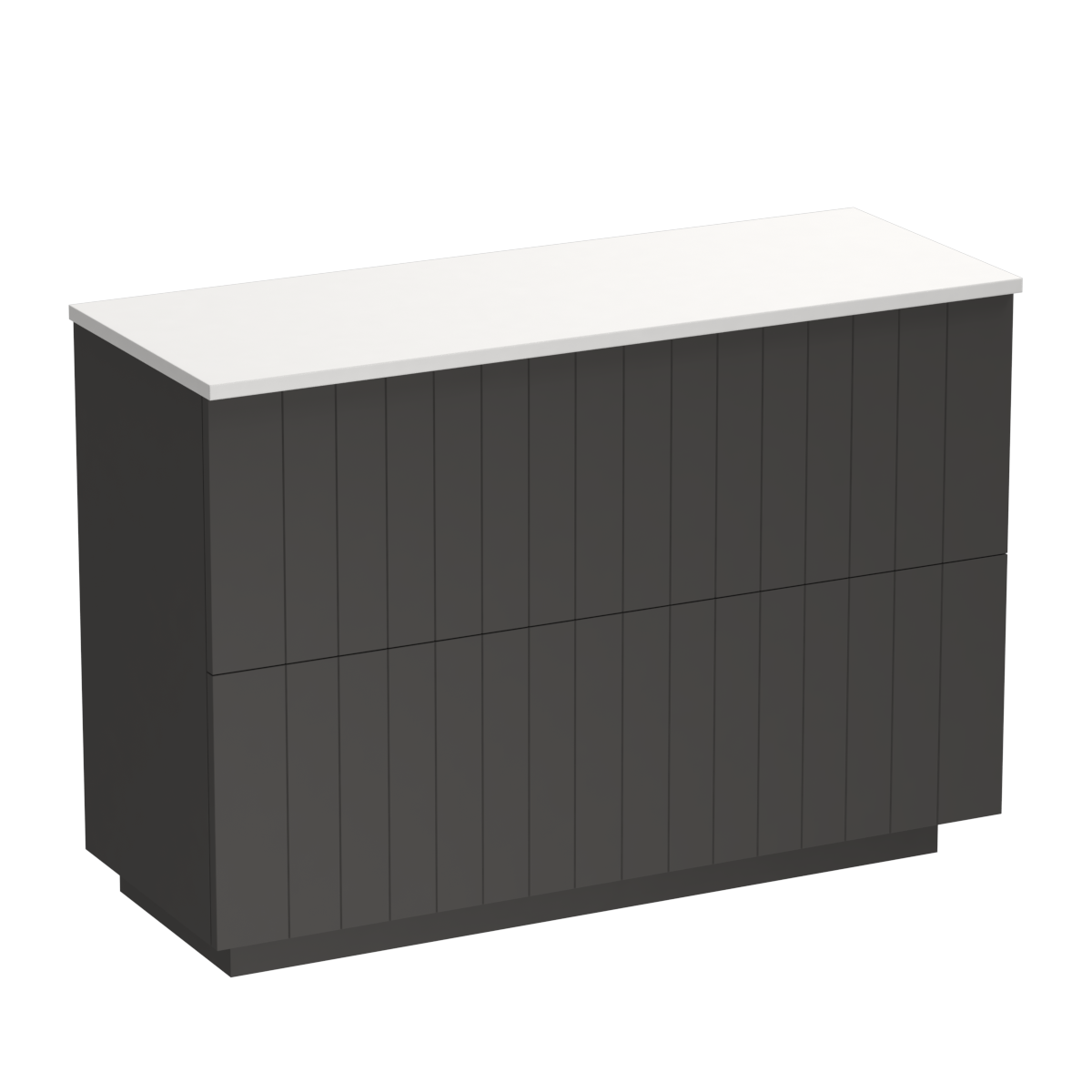Linea Opaco 1200 2 Drawer Floor Vanity Centre Basin White Carrara / Slate