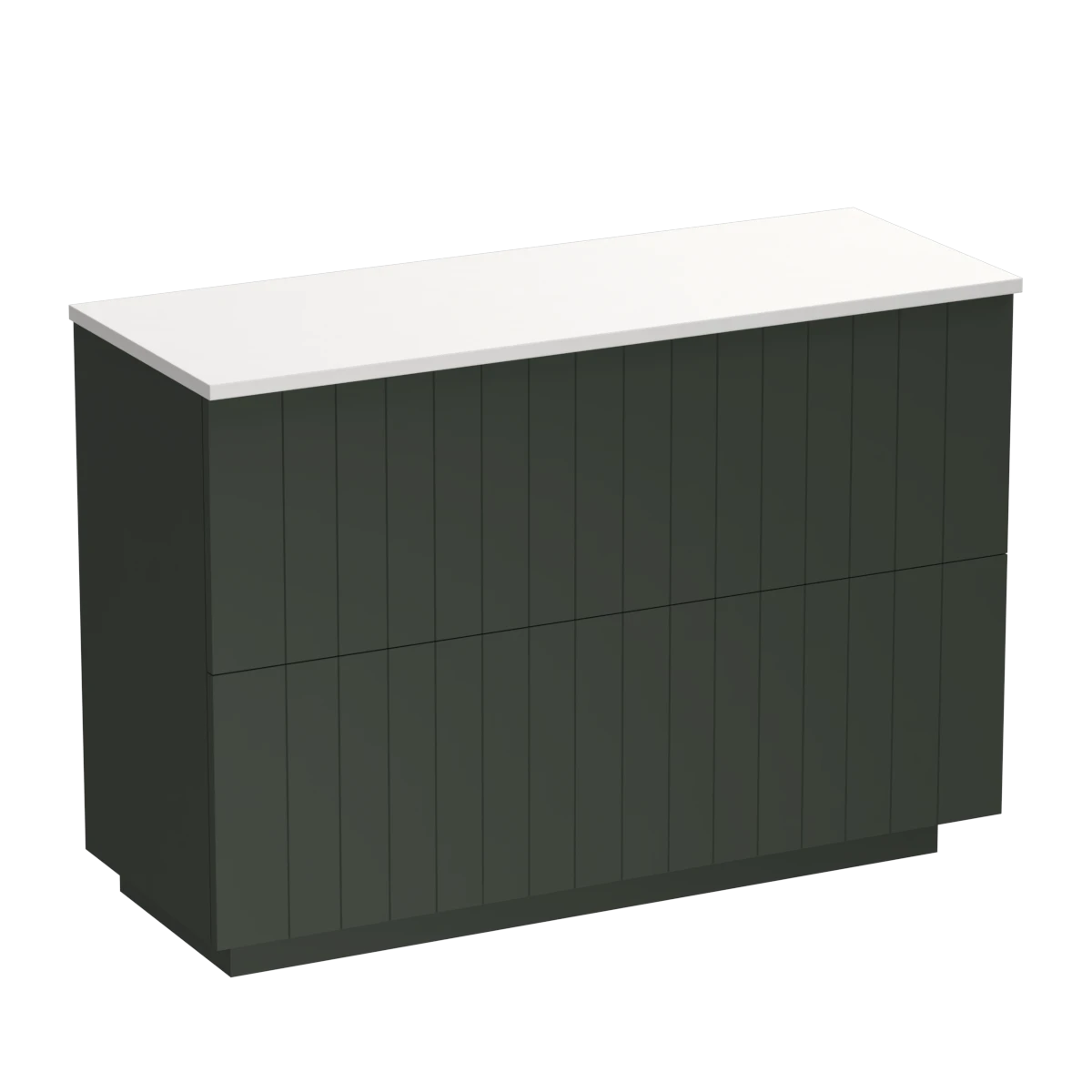 Linea Opaco 1200 2 Drawer Floor Vanity Double Basin Concrete Grey / Kombu Green