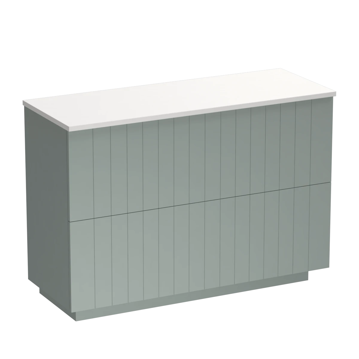 Linea Opaco 1200 2 Drawer Floor Vanity Right Basin White Carrara / Fjord