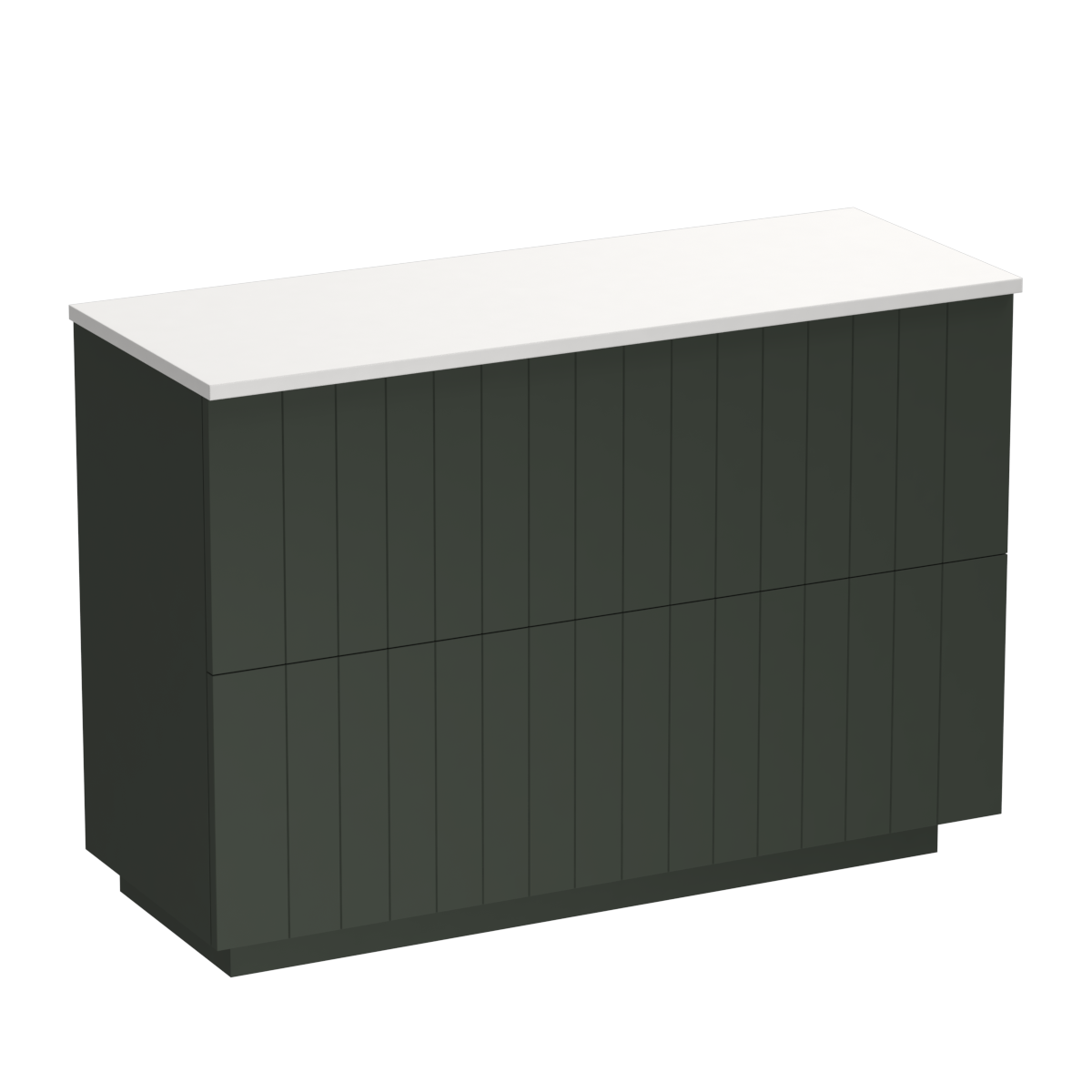 Linea Opaco 1200 2 Drawer Floor Vanity Left Basin White Carrara / Kombu Green
