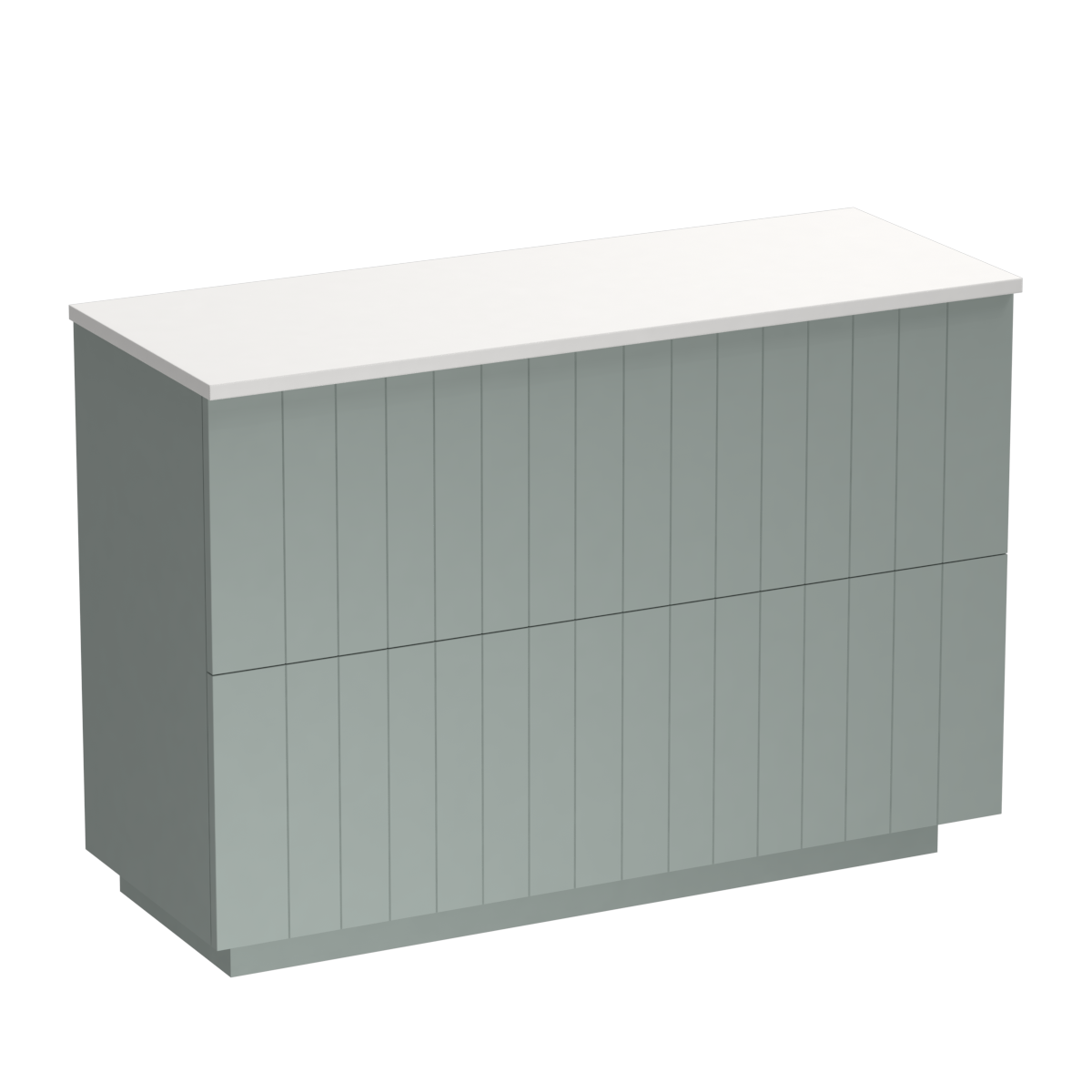 Linea Opaco 1200 2 Drawer Floor Vanity Left Basin White Carrara / Fjord