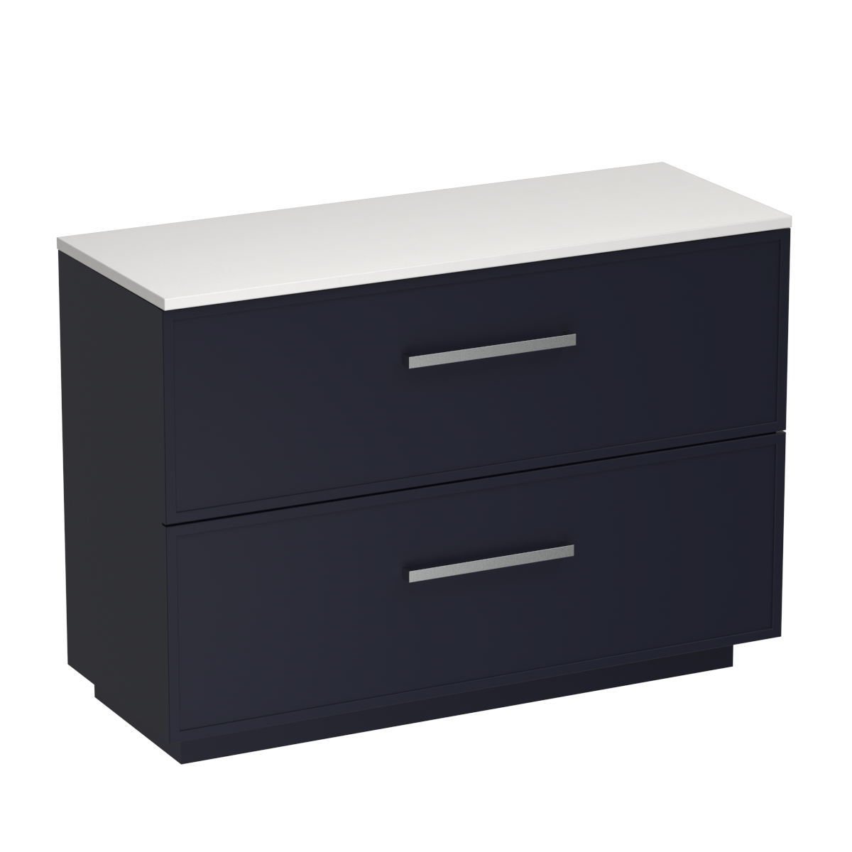 Nordic Opaco 1200 2 Drawer Floor Vanity Left Basin White Carrara / Ink Blue