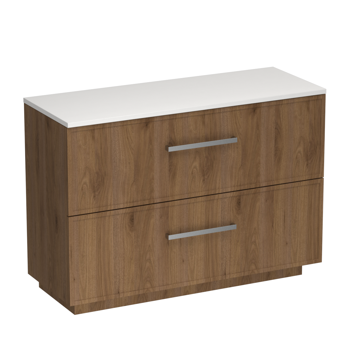 Nordic Opaco 1200 2 Drawer Floor Vanity Left Basin Concrete Grey / Tahoe Walnut