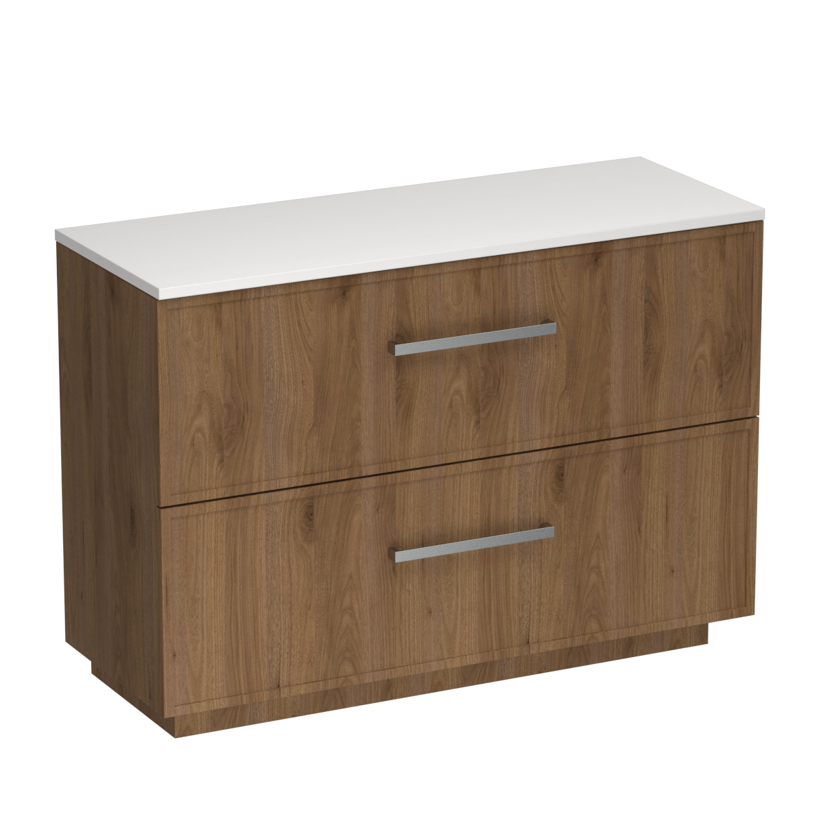 Nordic Opaco 1200 2 Drawer Floor Vanity Centre Basin White Carrara / Tahoe Walnut
