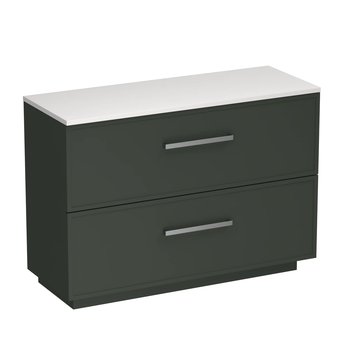 Nordic Opaco 1200 2 Drawer Floor Vanity Right Basin Concrete Grey / Kombu Green