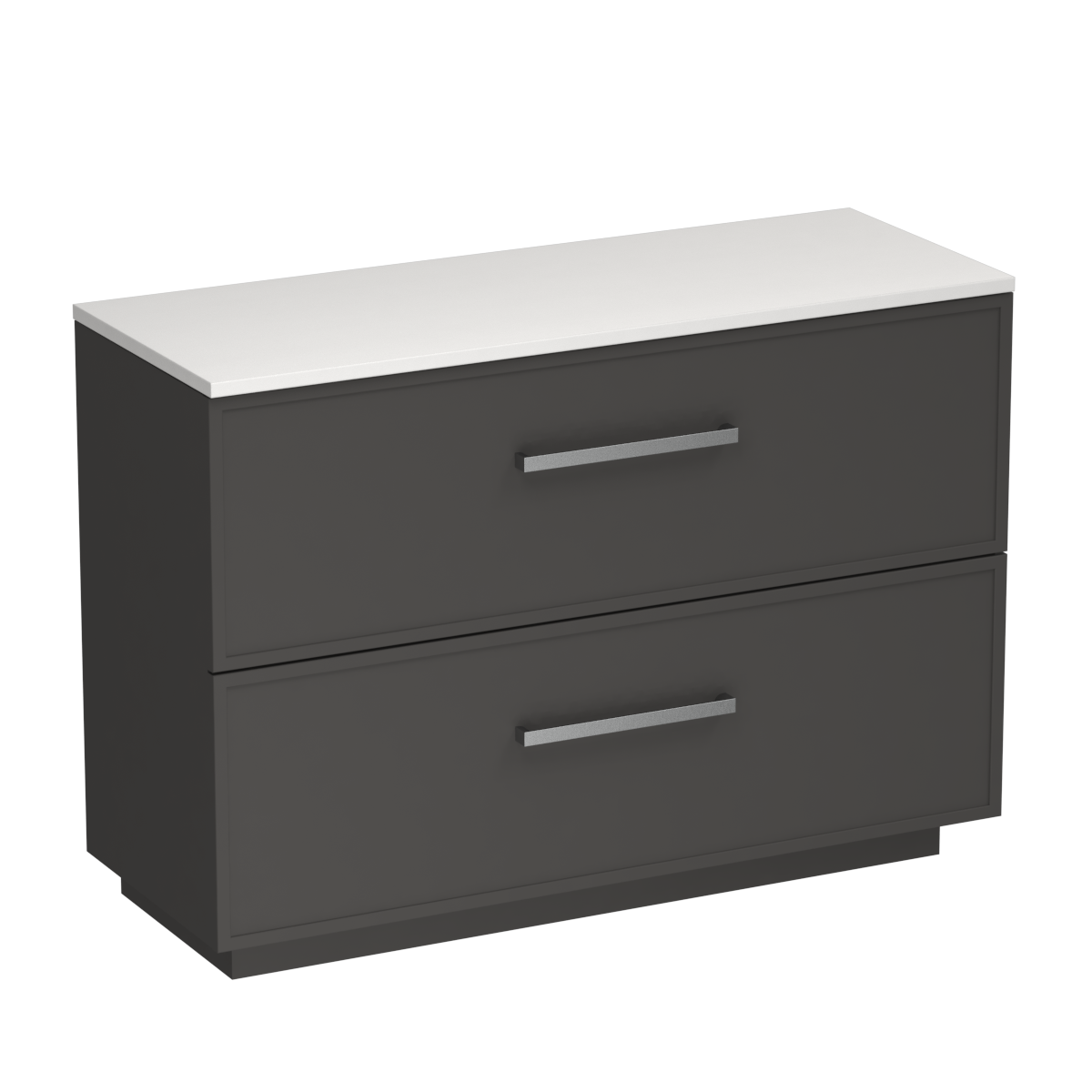 Nordic Opaco 1200 2 Drawer Floor Vanity Left Basin White Carrara / Slate