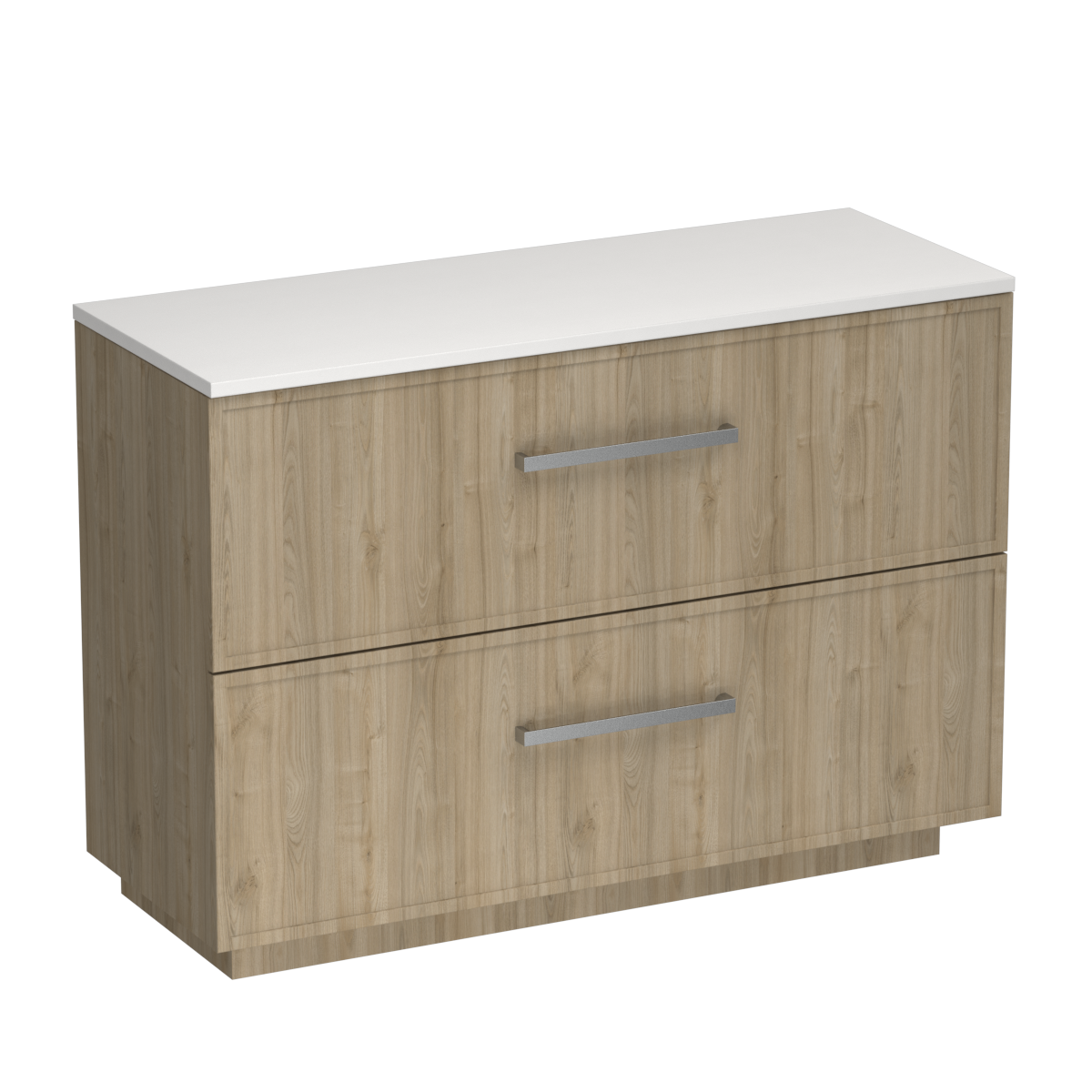 Nordic Opaco 1200 2 Drawer Floor Vanity Double Basin Concrete Grey / Ranfurly Oak