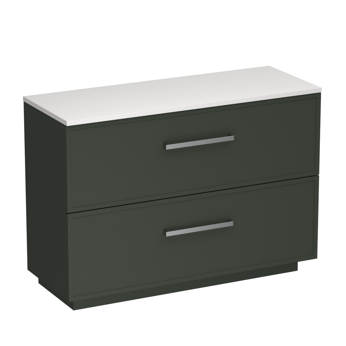 Nordic Opaco 1200 2 Drawer Floor Vanity Double Basin White Carrara / Kombu Green