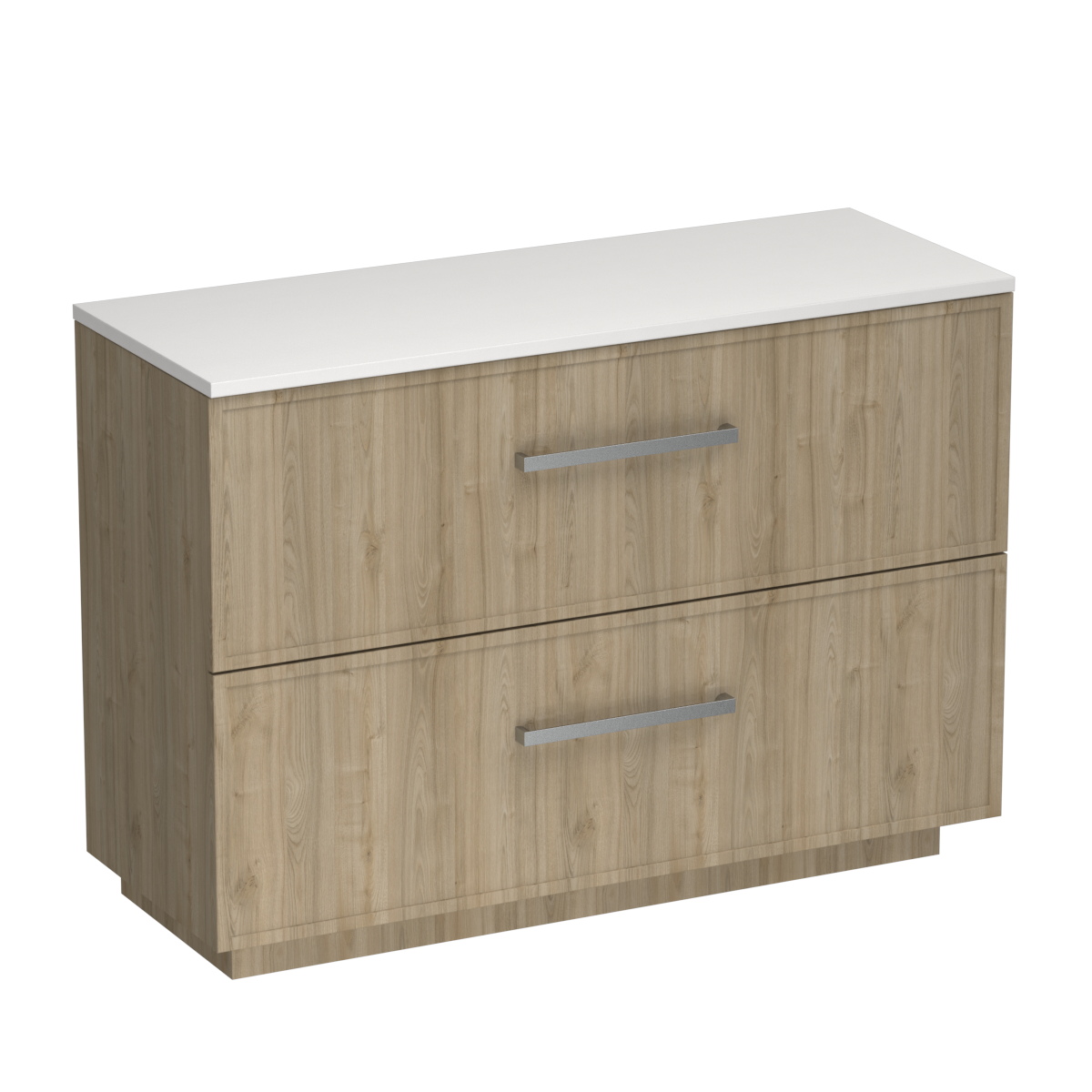 Nordic Opaco 1200 2 Drawer Floor Vanity Centre Basin White Carrara / Ranfurly Oak
