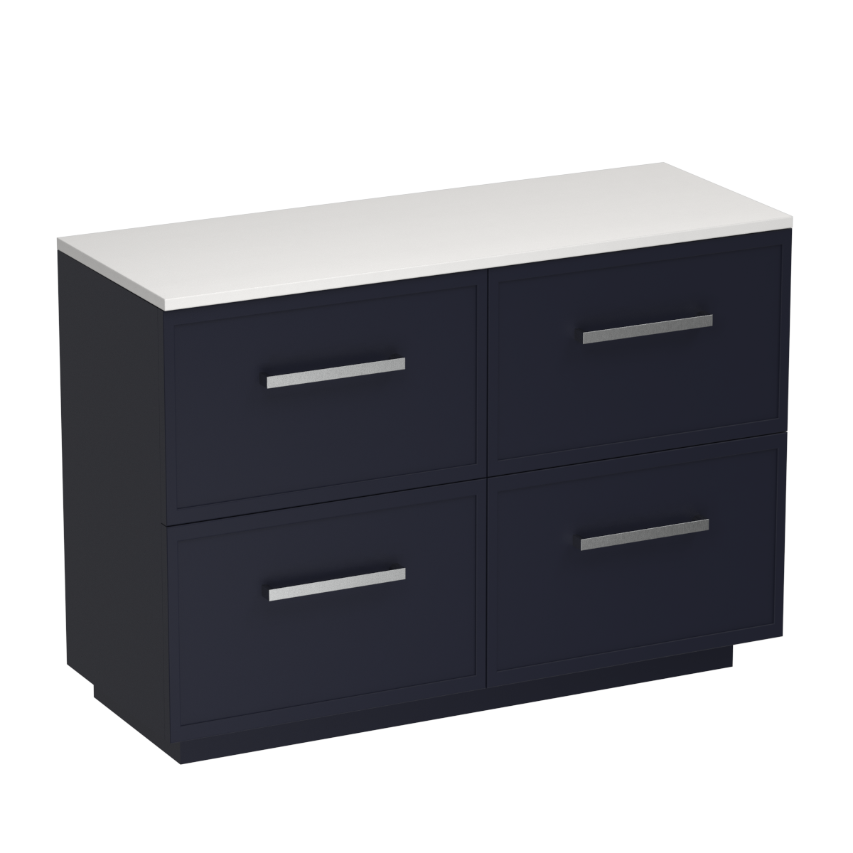 Nordic Opaco 1200 4 Drawer Floor Vanity Left Basin White Carrara / Ink Blue