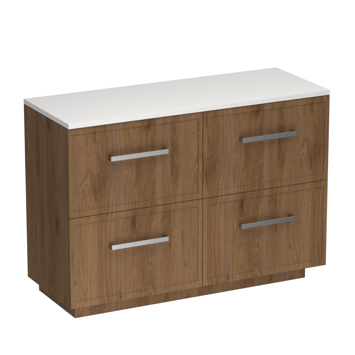 Nordic Opaco 1200 4 Drawer Floor Vanity Double Basin Concrete Grey / Tahoe Walnut