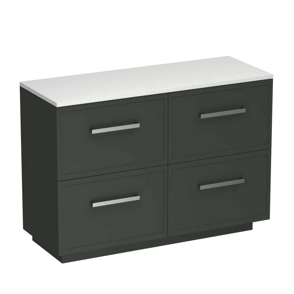 Nordic Opaco 1200 4 Drawer Floor Vanity Left Basin White Carrara / Kombu Green
