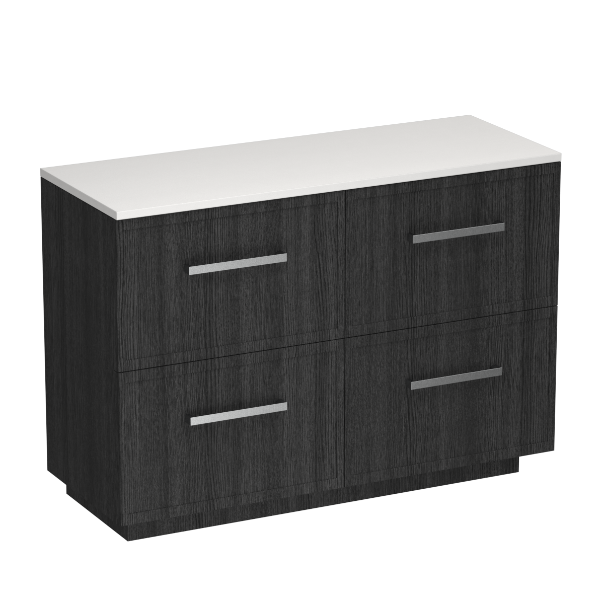 Nordic Opaco 1200 4 Drawer Floor Vanity Left Basin White Carrara / Black Bark