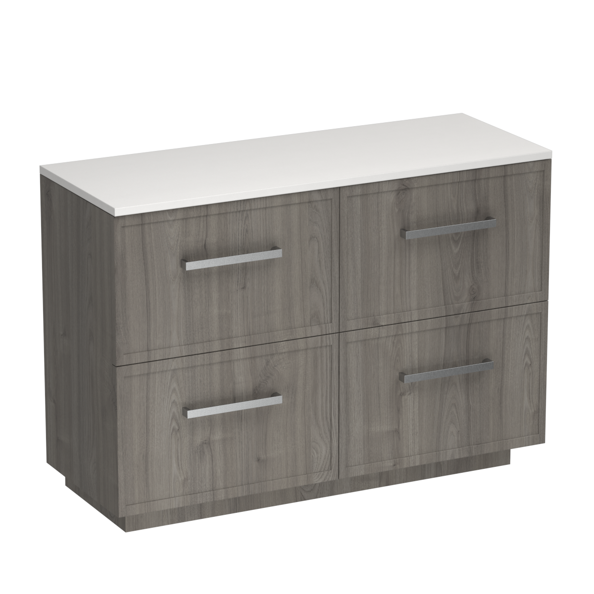 Nordic Opaco 1200 4 Drawer Floor Vanity Double Basin Concrete Grey / Methven Oak