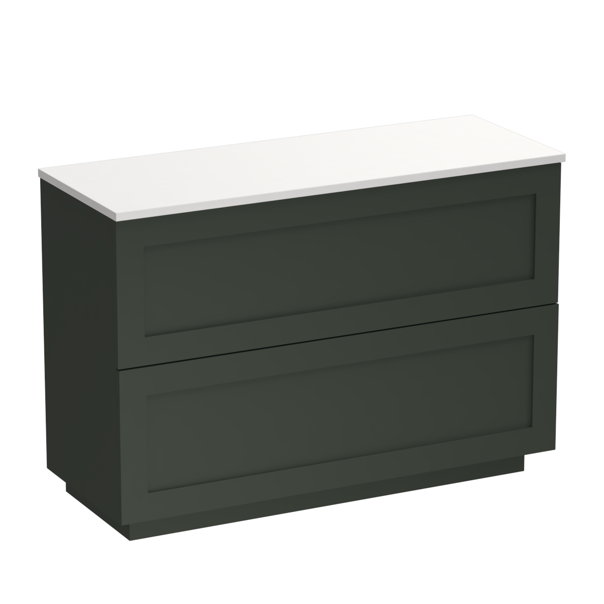 Hampton Opaco 1200 2 Drawer Floor Vanity Right Basin Concrete Grey / Kombu Green