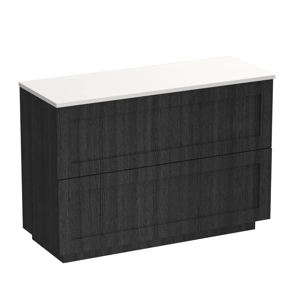 Hampton Opaco 1200 2 Drawer Floor Vanity Right Basin Concrete Grey / Black Bark