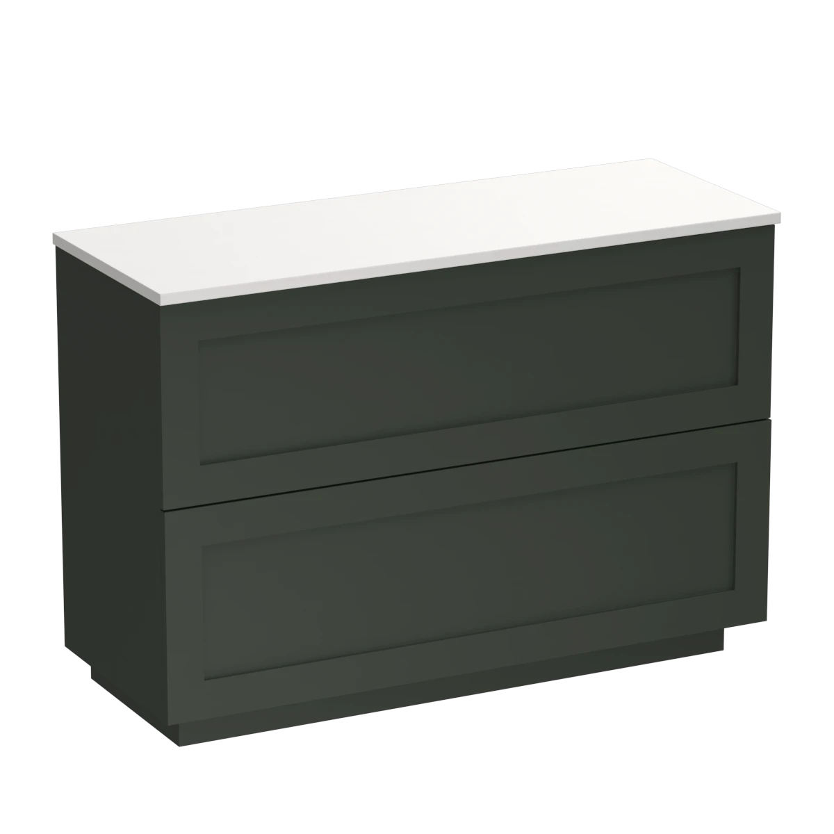 Hampton Opaco 1200 2 Drawer Floor Vanity Left Basin Concrete Grey / Kombu Green