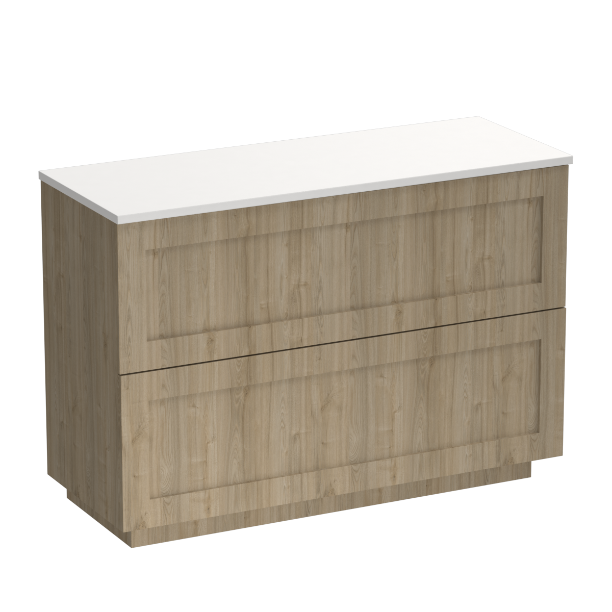 Hampton Opaco 1200 2 Drawer Floor Vanity Double Basin Concrete Grey / Ranfurly Oak