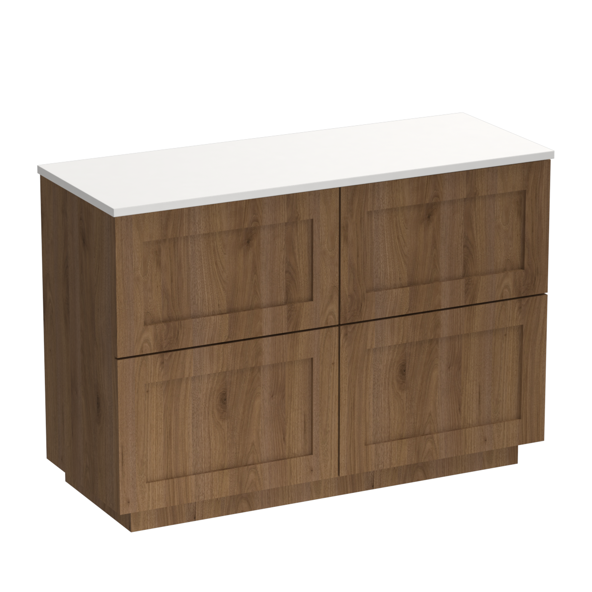 Hampton Opaco 1200 4 Drawer Floor Vanity Left Basin White Carrara / Tahoe Walnut