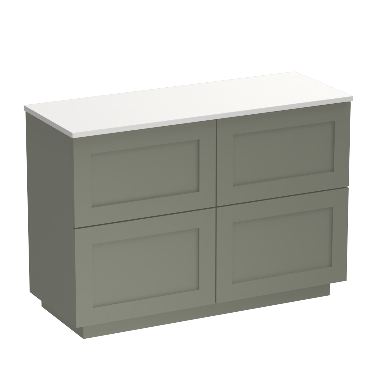 Hampton Opaco 1200 4 Drawer Floor Vanity Left Basin White Carrara / Atmoss