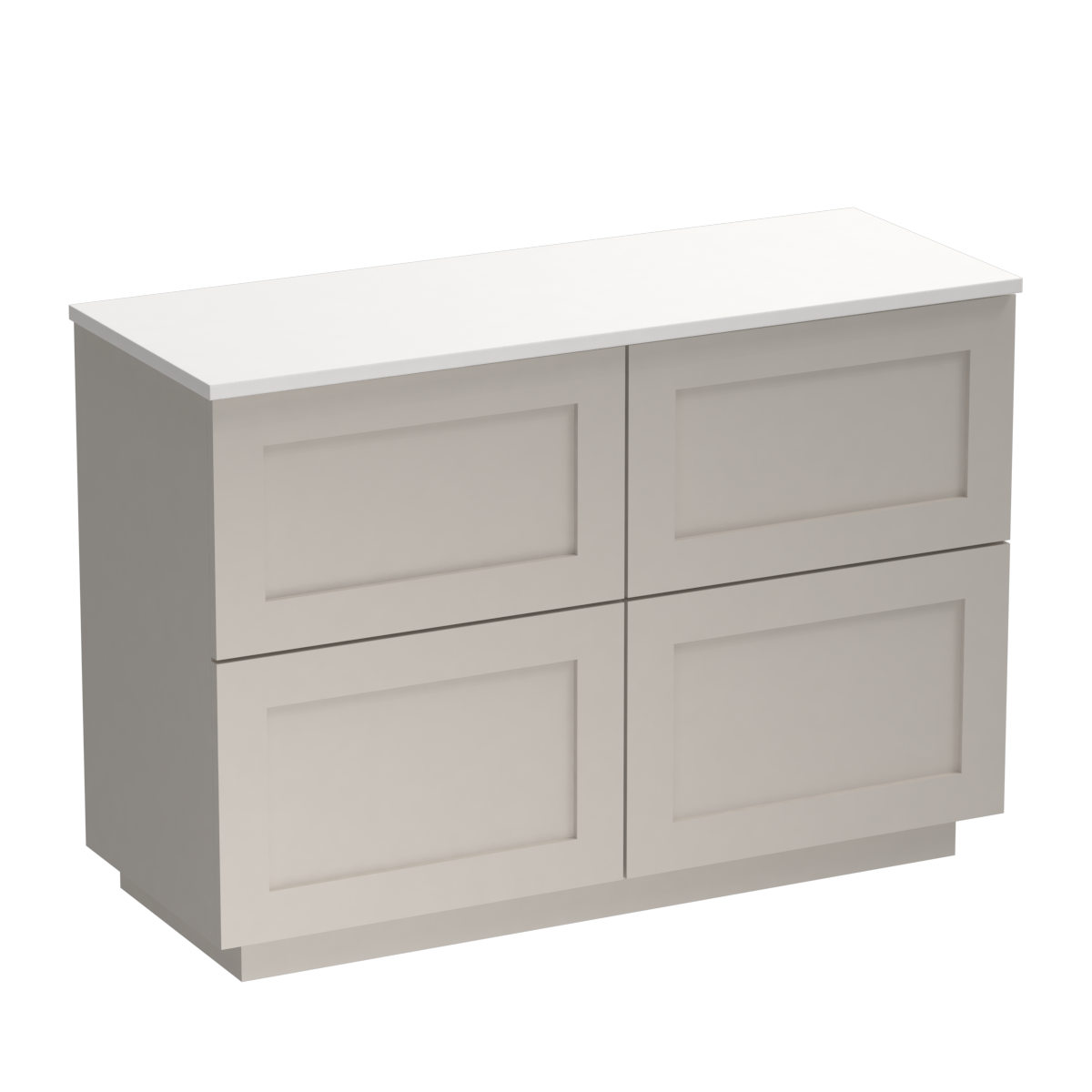 Hampton Opaco 1200 4 Drawer Floor Vanity Left Basin White Carrara / Lana Grey