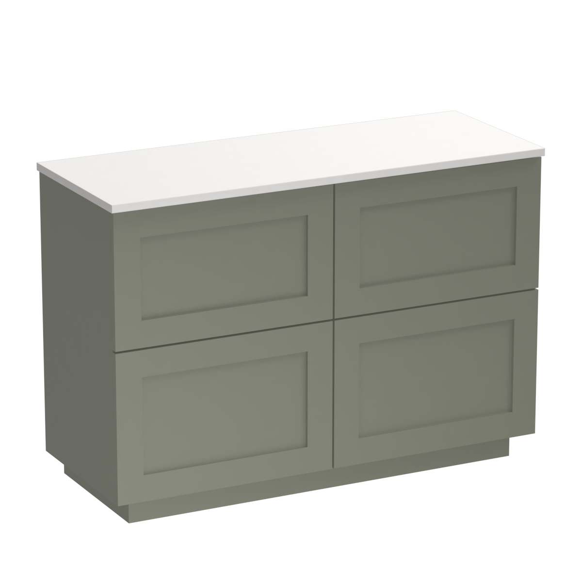 Hampton Opaco 1200 4 Drawer Floor Vanity Right Basin White Carrara / Atmoss