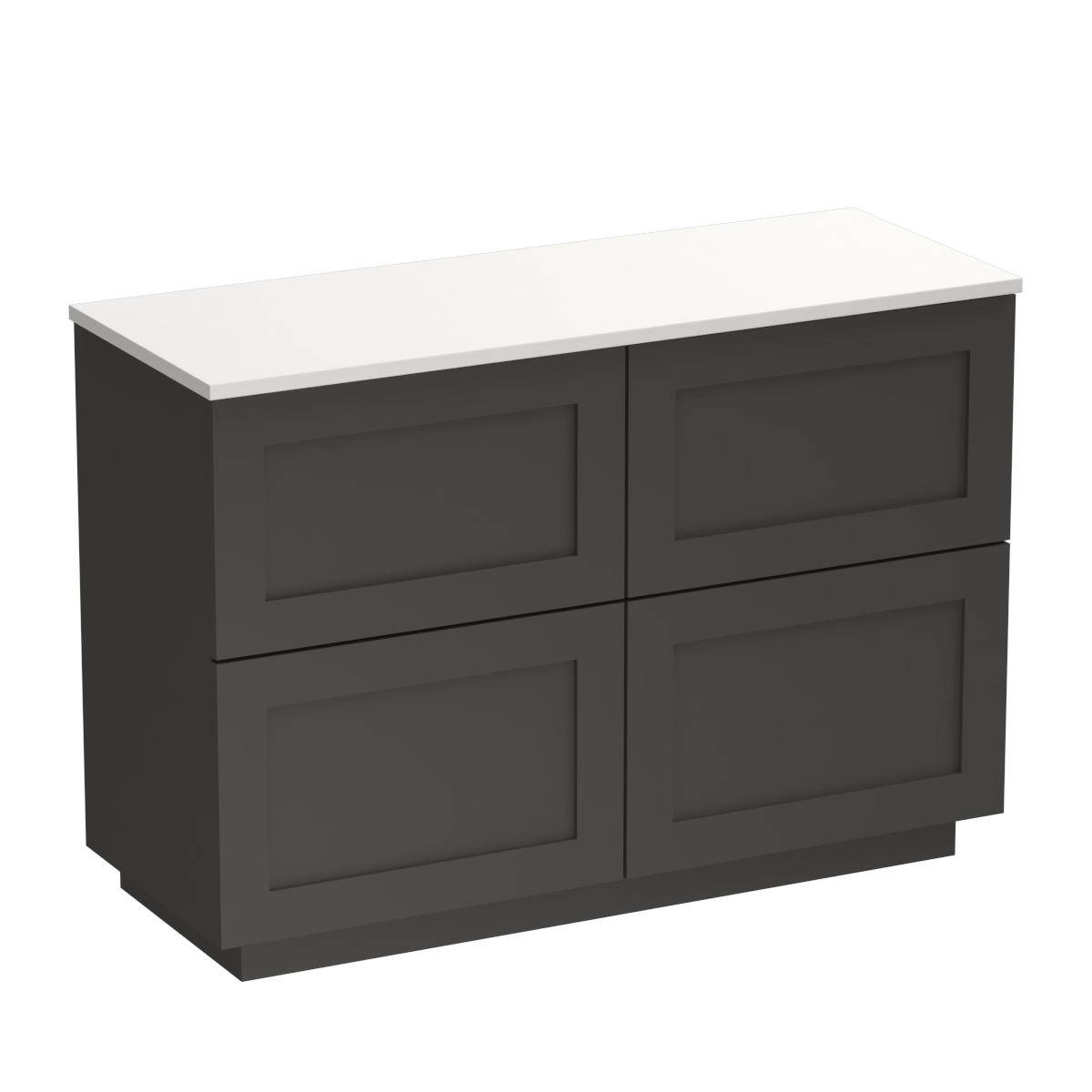 Hampton Opaco 1200 4 Drawer Floor Vanity Centre Basin Concrete Grey / Slate