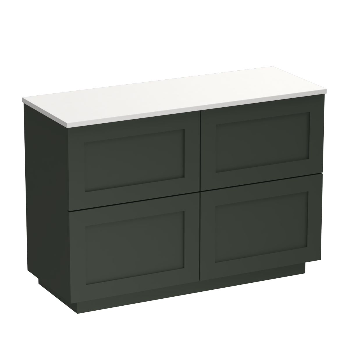 Hampton Opaco 1200 4 Drawer Floor Vanity Double Basin Concrete Grey / Kombu Green