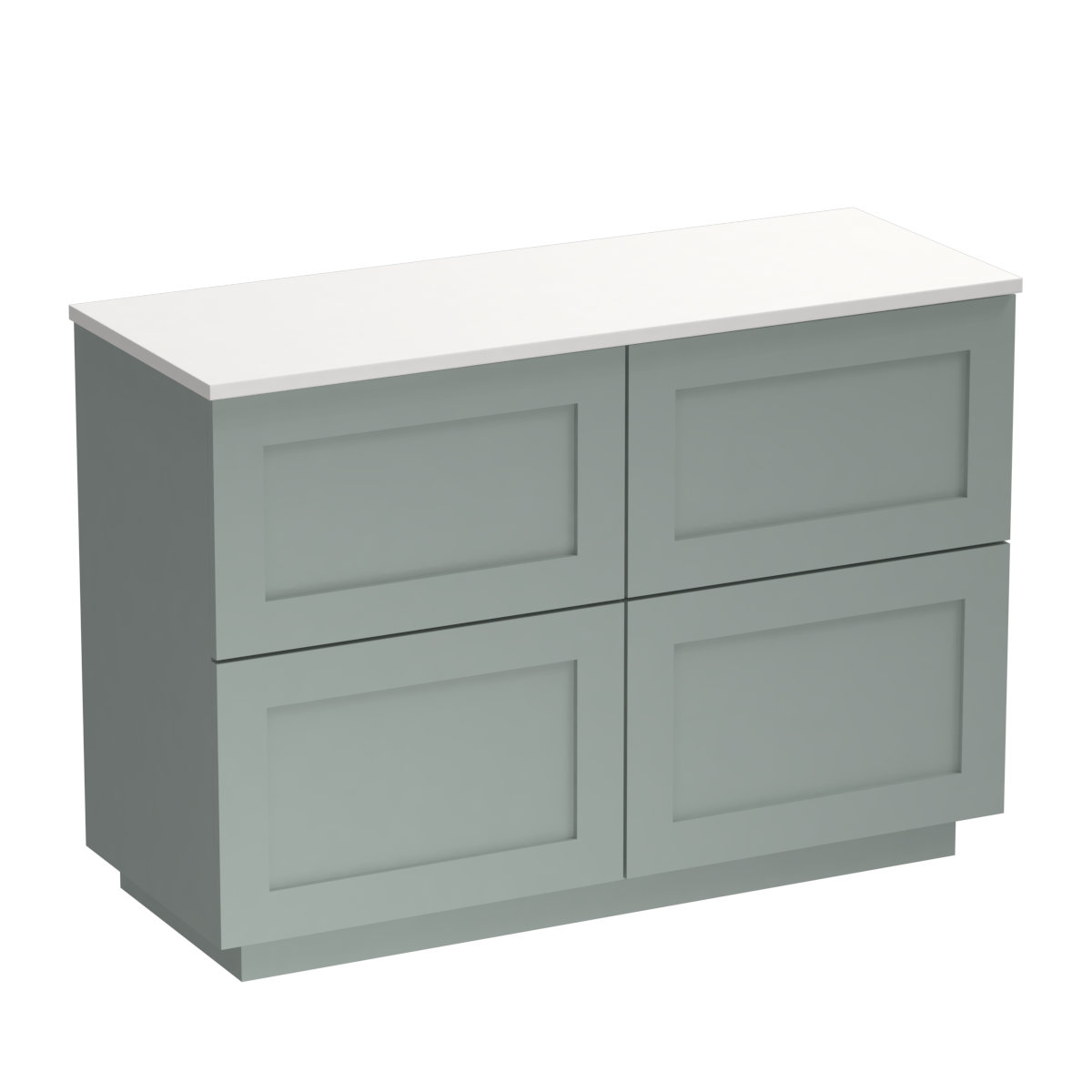 Hampton Opaco 1200 4 Drawer Floor Vanity Double Basin Concrete Grey / Fjord
