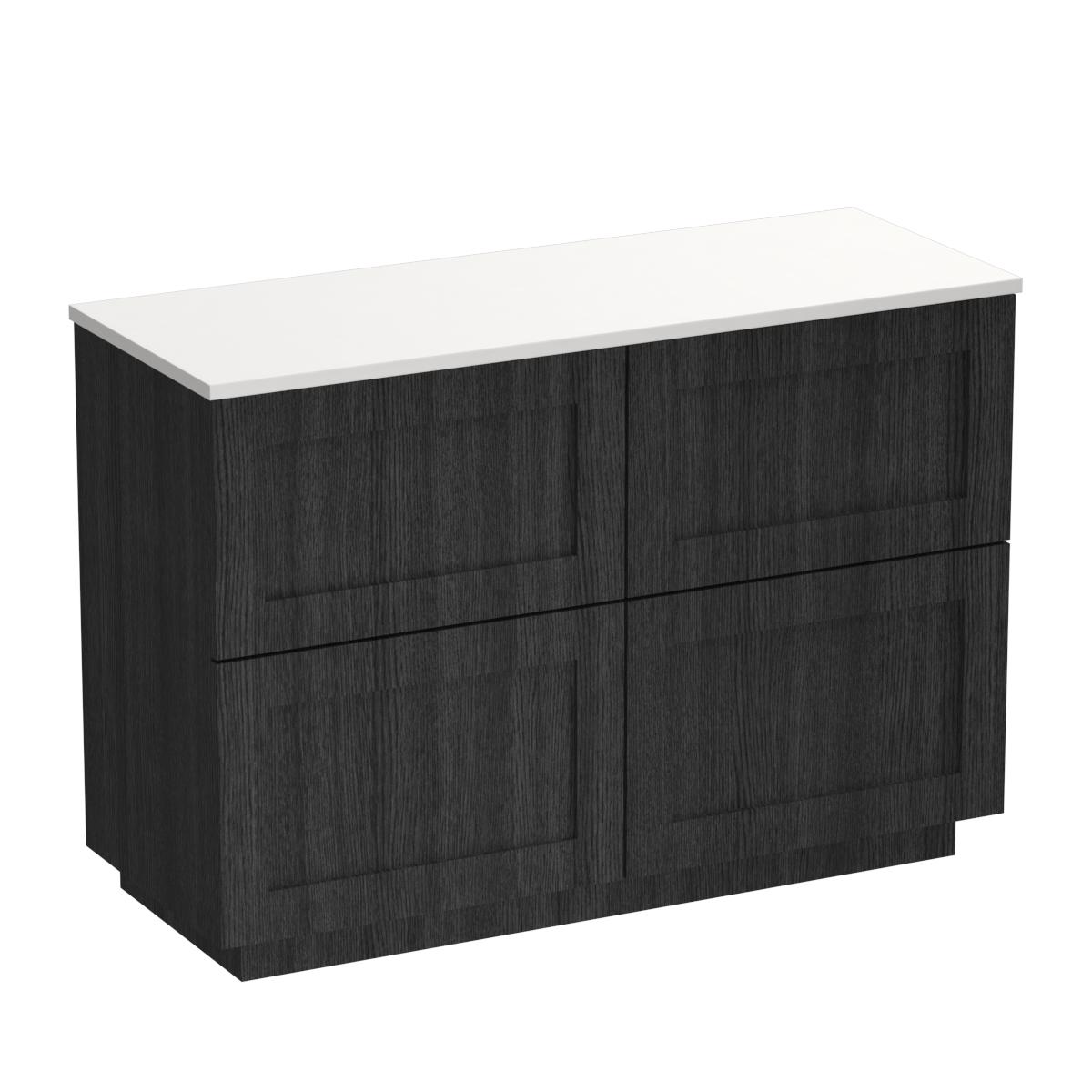 Hampton Opaco 1200 4 Drawer Floor Vanity Double Basin Concrete Grey / Black Bark