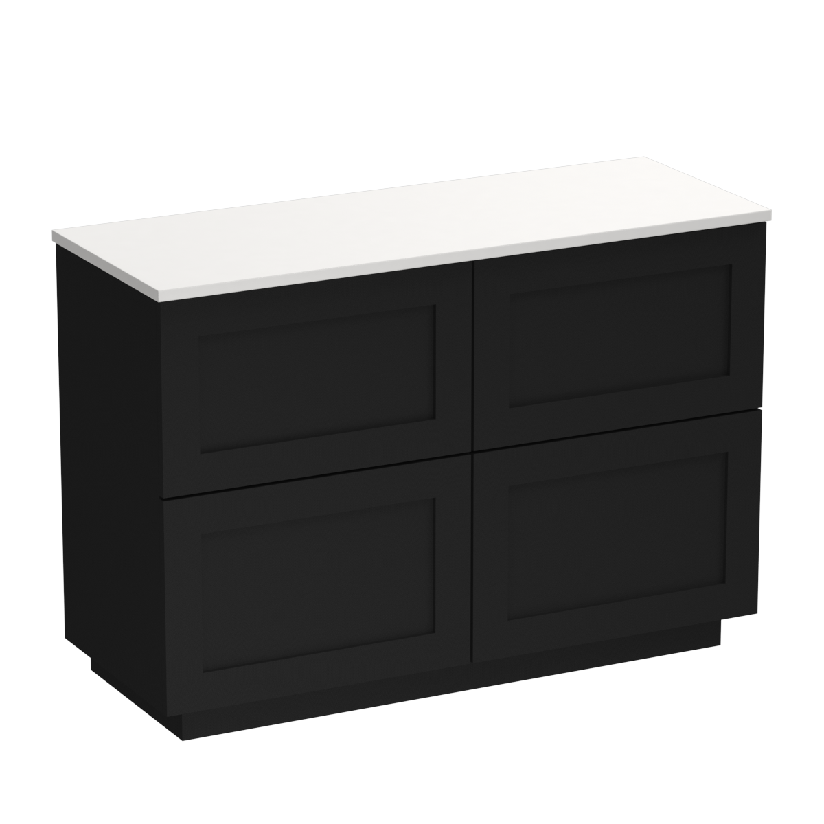 Hampton Opaco 1200 4 Drawer Floor Vanity Centre Basin Concrete Grey / Black