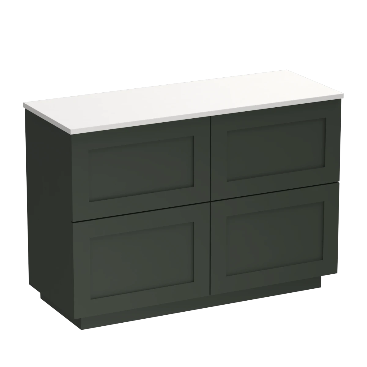 Hampton Opaco 1200 4 Drawer Floor Vanity Centre Basin Concrete Grey / Kombu Green