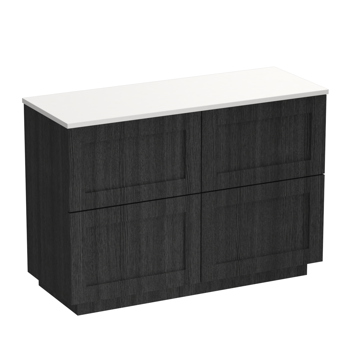 Hampton Opaco 1200 4 Drawer Floor Vanity Centre Basin Concrete Grey / Black Bark