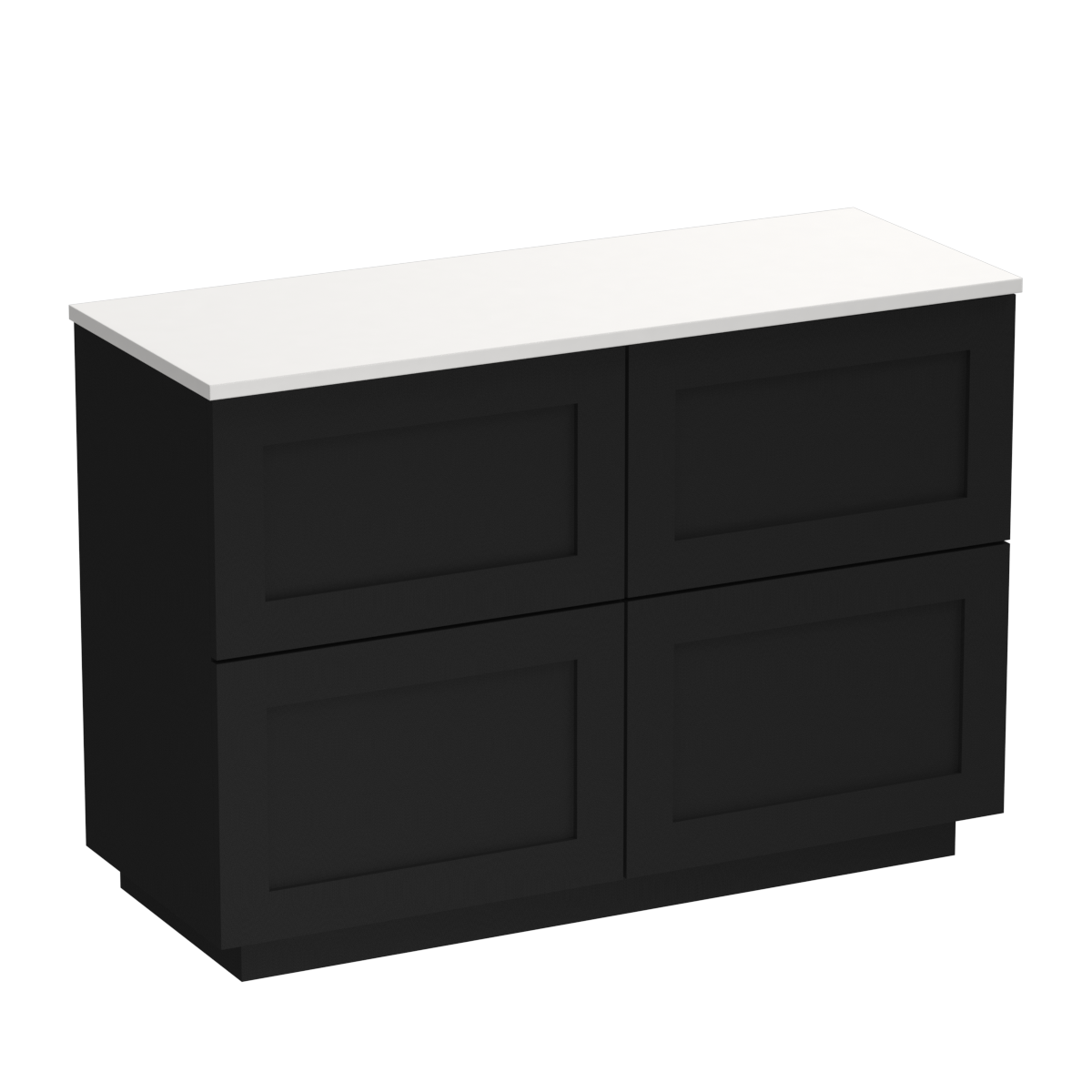 Hampton Opaco 1200 4 Drawer Floor Vanity Left Basin White Carrara / Black