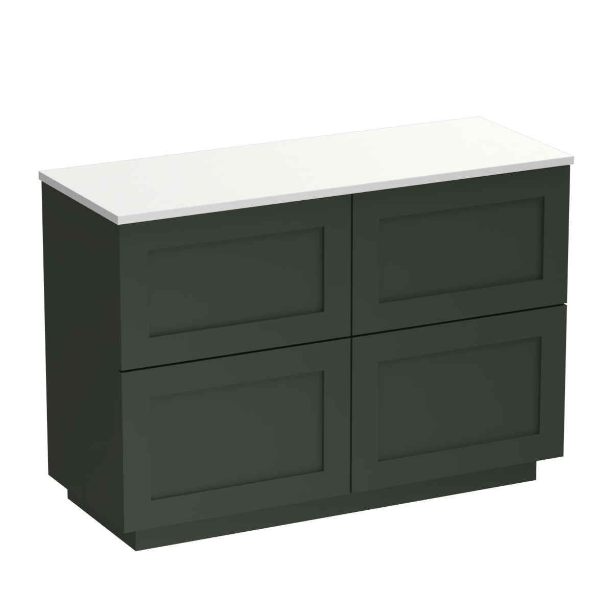 Hampton Opaco 1200 4 Drawer Floor Vanity Left Basin Concrete Grey / Kombu Green