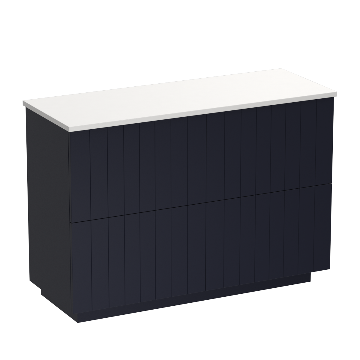 Linea Opaco 1200 4 Drawer Floor Vanity Centre Basin Concrete Grey / Ink Blue