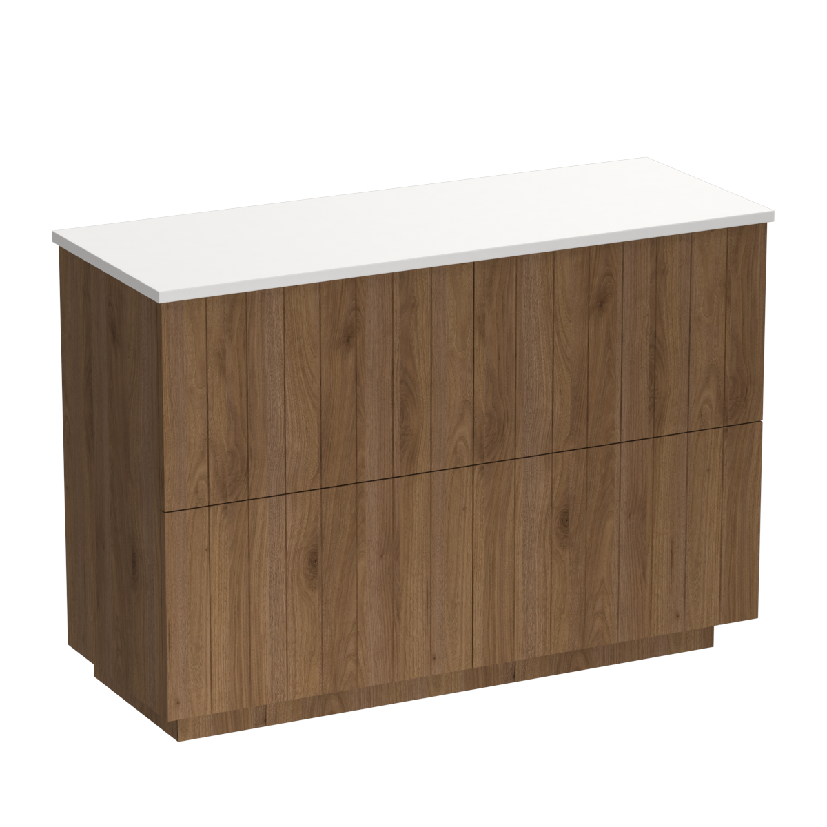 Linea Opaco 1200 4 Drawer Floor Vanity Right Basin White Carrara / Tahoe Walnut