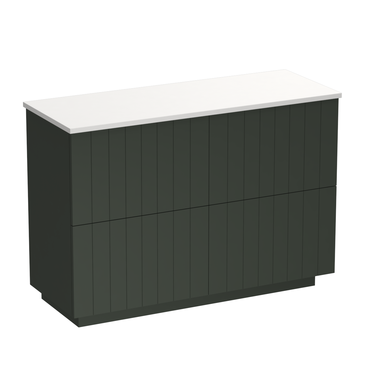 Linea Opaco 1200 4 Drawer Floor Vanity Left Basin White Carrara / Kombu Green