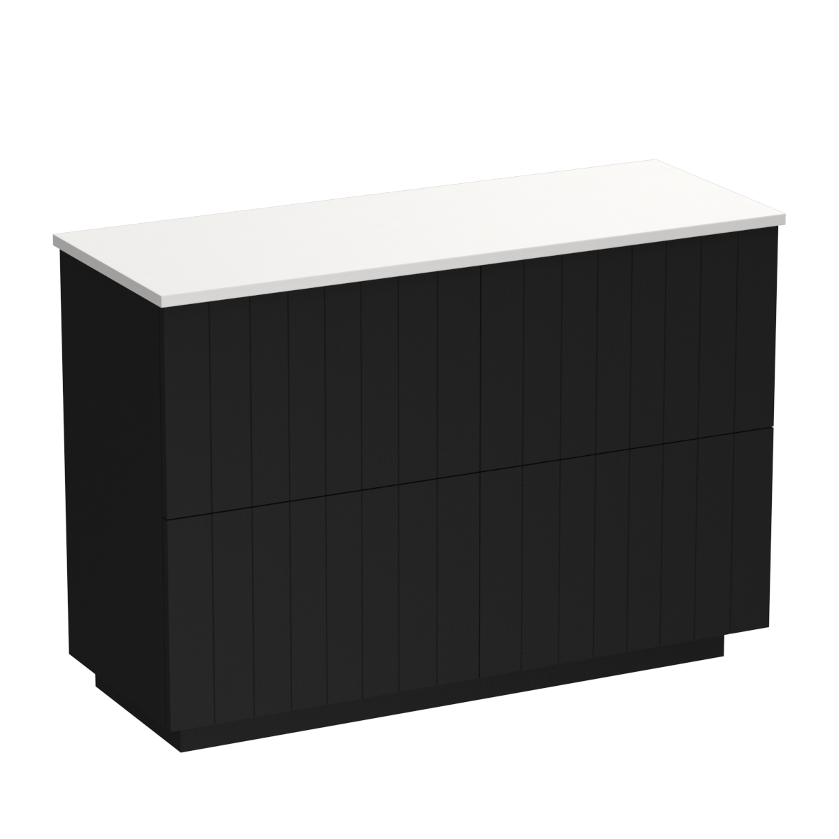 Linea Opaco 1200 4 Drawer Floor Vanity Right Basin White Carrara / Black