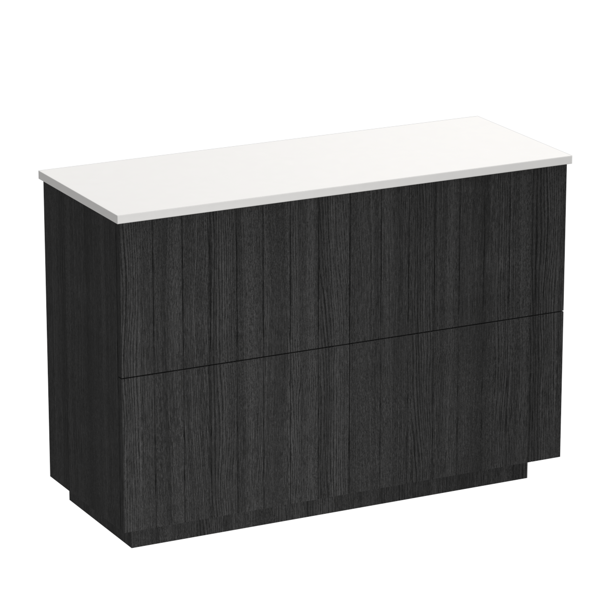 Linea Opaco 1200 4 Drawer Floor Vanity Right Basin Concrete Grey / Black Bark