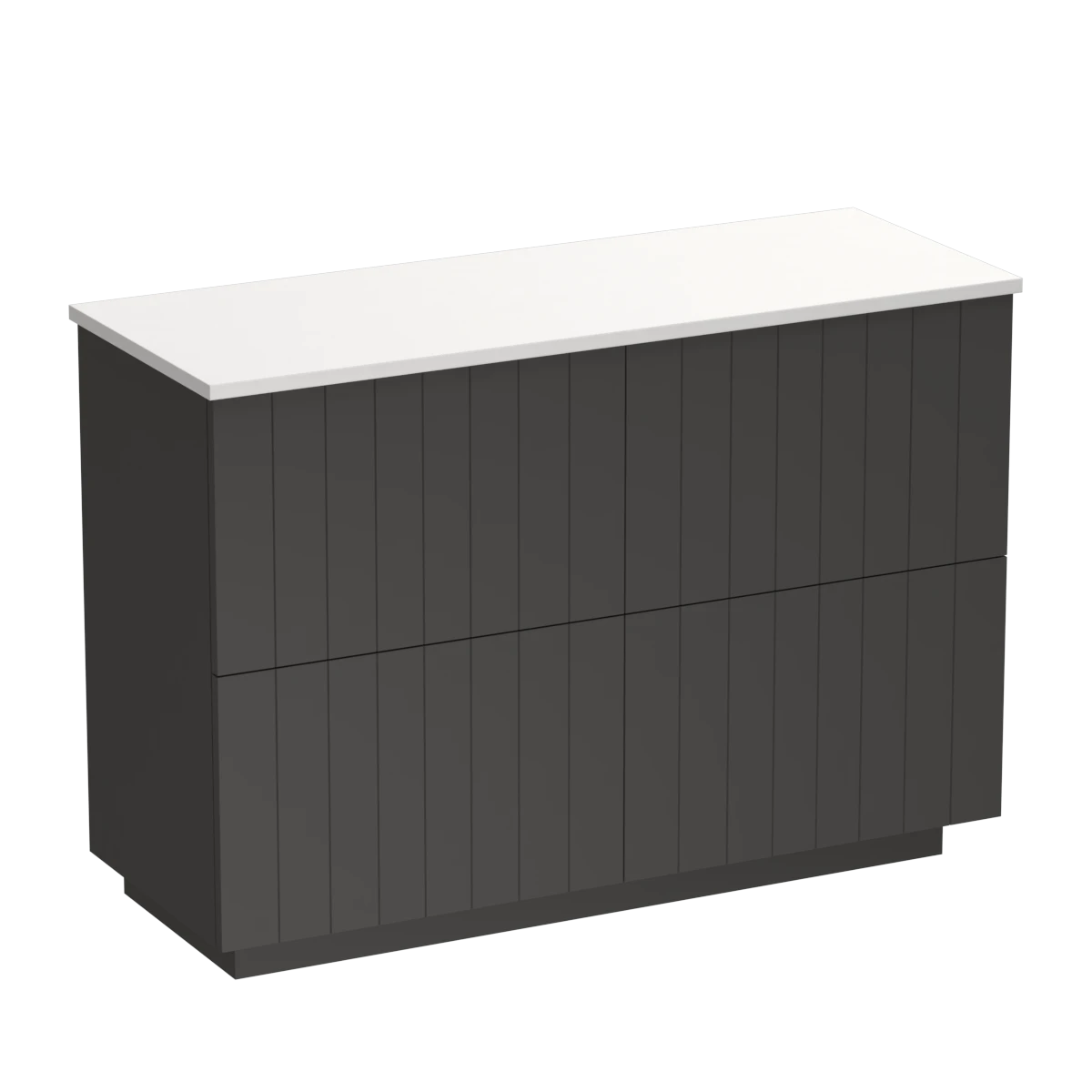 Linea Opaco 1200 4 Drawer Floor Vanity Centre Basin Concrete Grey / Slate